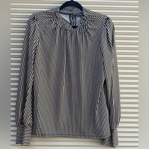 Adrianna Papell Tan and black striped blouse size medium EUC